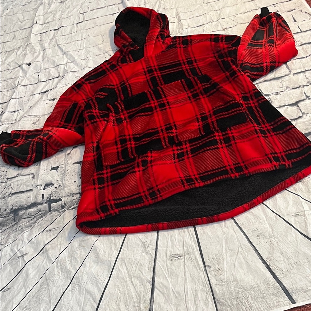 Adult Red Plaid Hoodie one size fits most